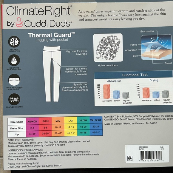 Climate Rught by Cuddl Duds Leggings Thermal Guard - Picture 4 of 6